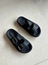 Casual Outdoor Double Buckle Strap Platform Sliders